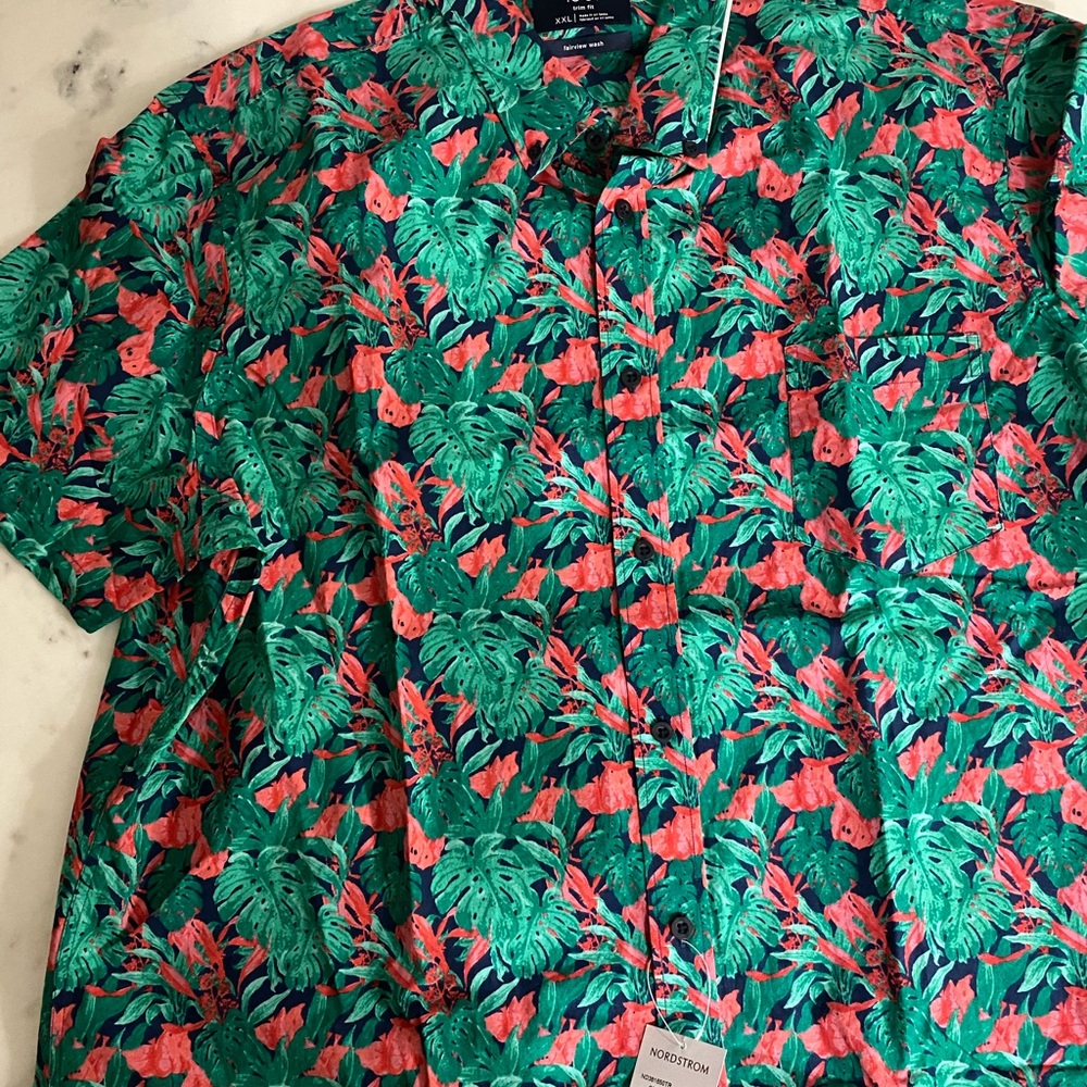 NWT 1901 by Nordstrom green and res birds SL XXLT